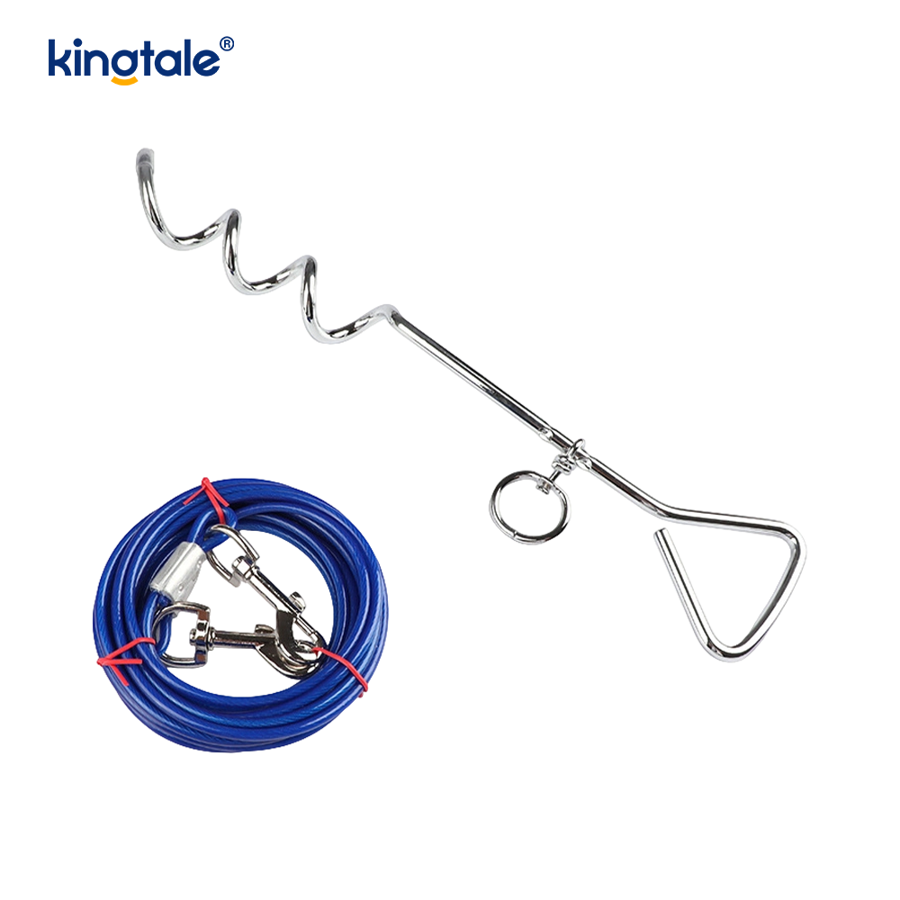 Dog Tie Out Cable and Stake with Soft Handles