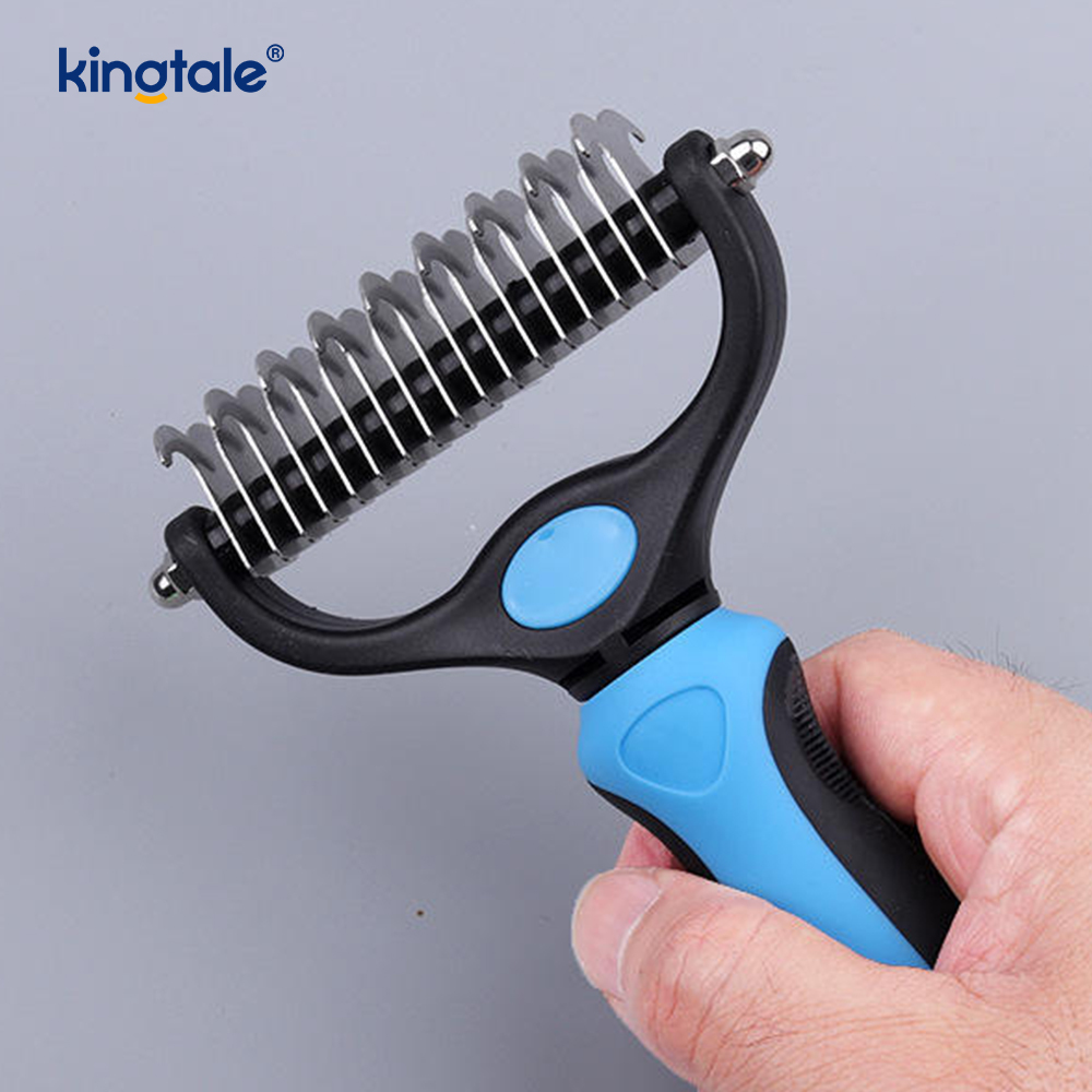 Pet Grooming Rake Double-Sided Deshedding Dematting Tool, Undercoat Rake For Dogs & Cats