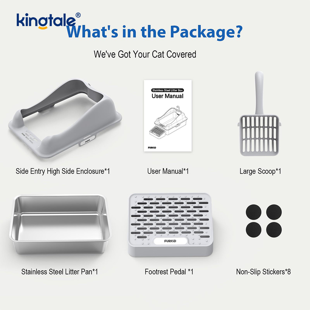 Stainless Steel Cat Litter Box With Foot Pedal Metal Litter Pan High Sided, Never