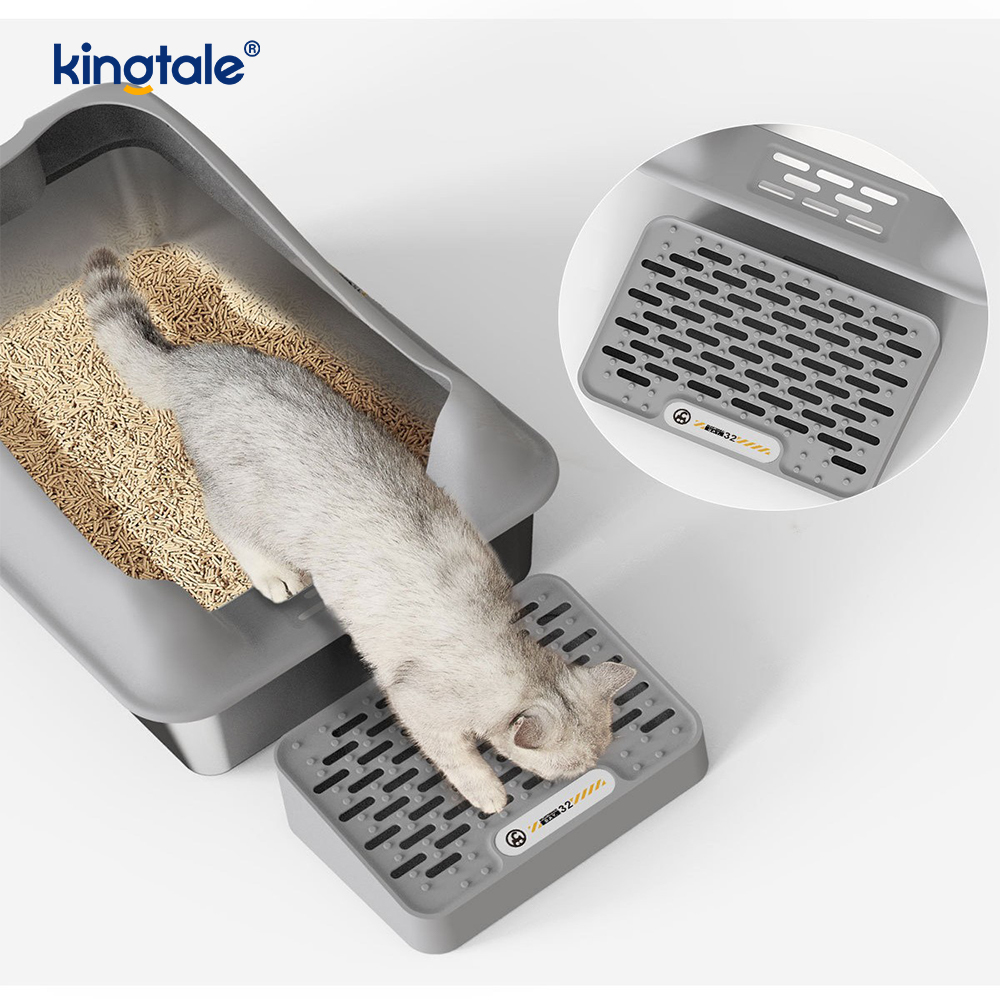 Stainless Steel Cat Litter Box With Foot Pedal Metal Litter Pan High Sided, Never