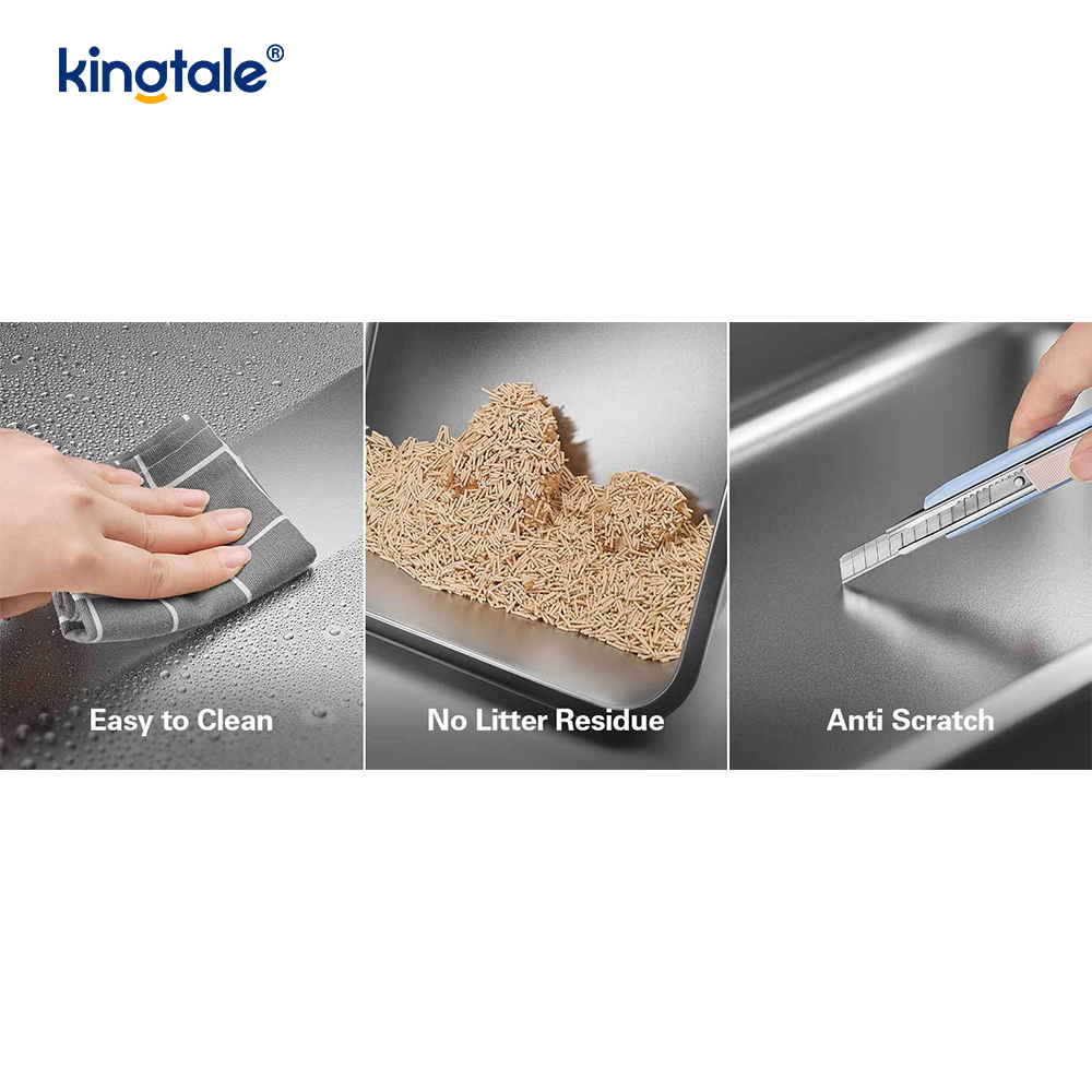 Stainless Steel Cat Litter Box With Foot Pedal Metal Litter Pan High Sided, Never