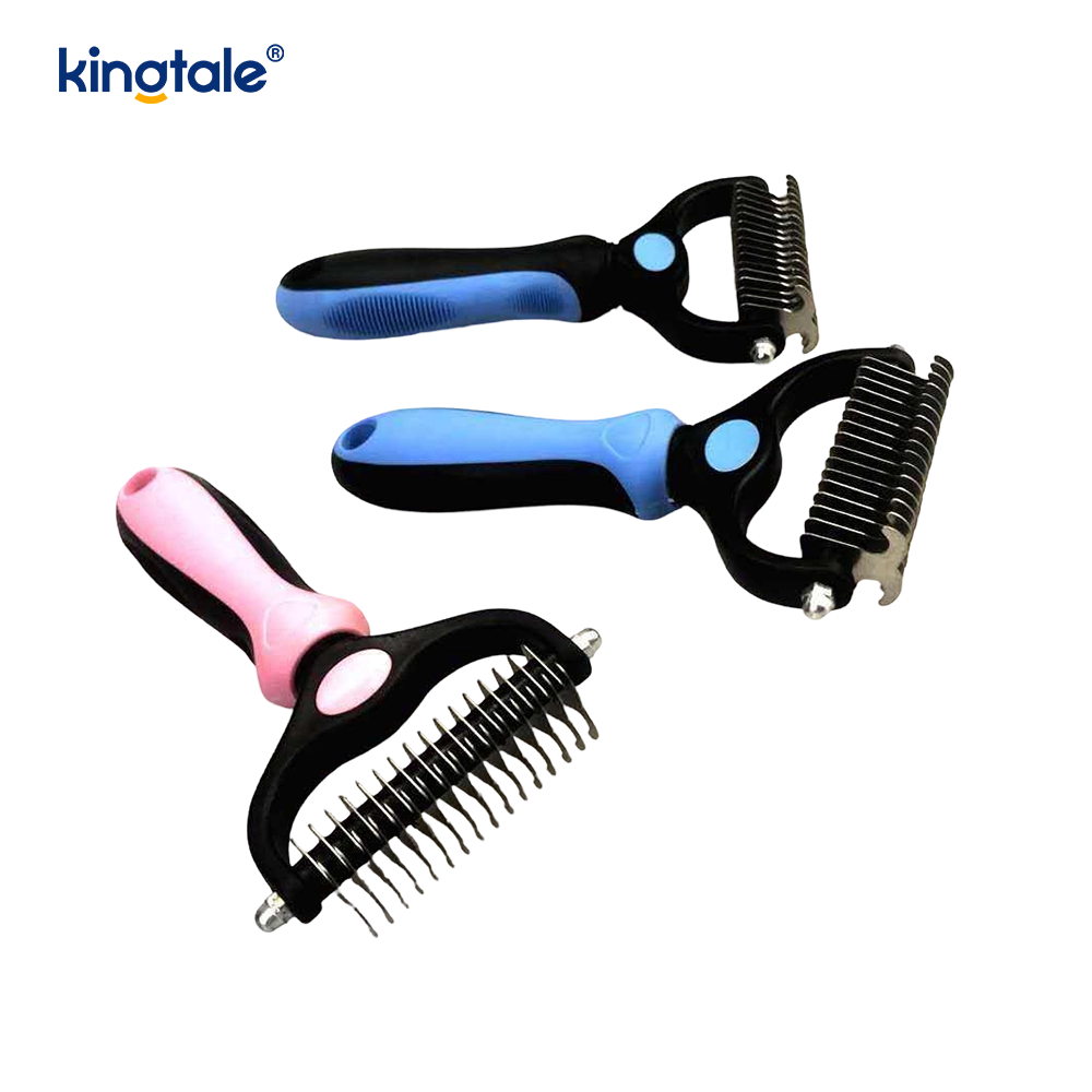 Pet Grooming Rake Double-Sided Deshedding Dematting Tool, Undercoat Rake For Dogs & Cats