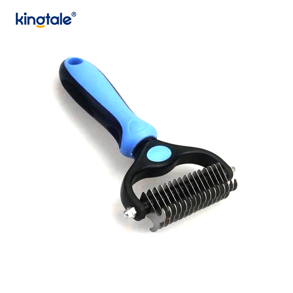Pet Grooming Rake Double-Sided Deshedding Dematting Tool, Undercoat Rake For Dogs & Cats