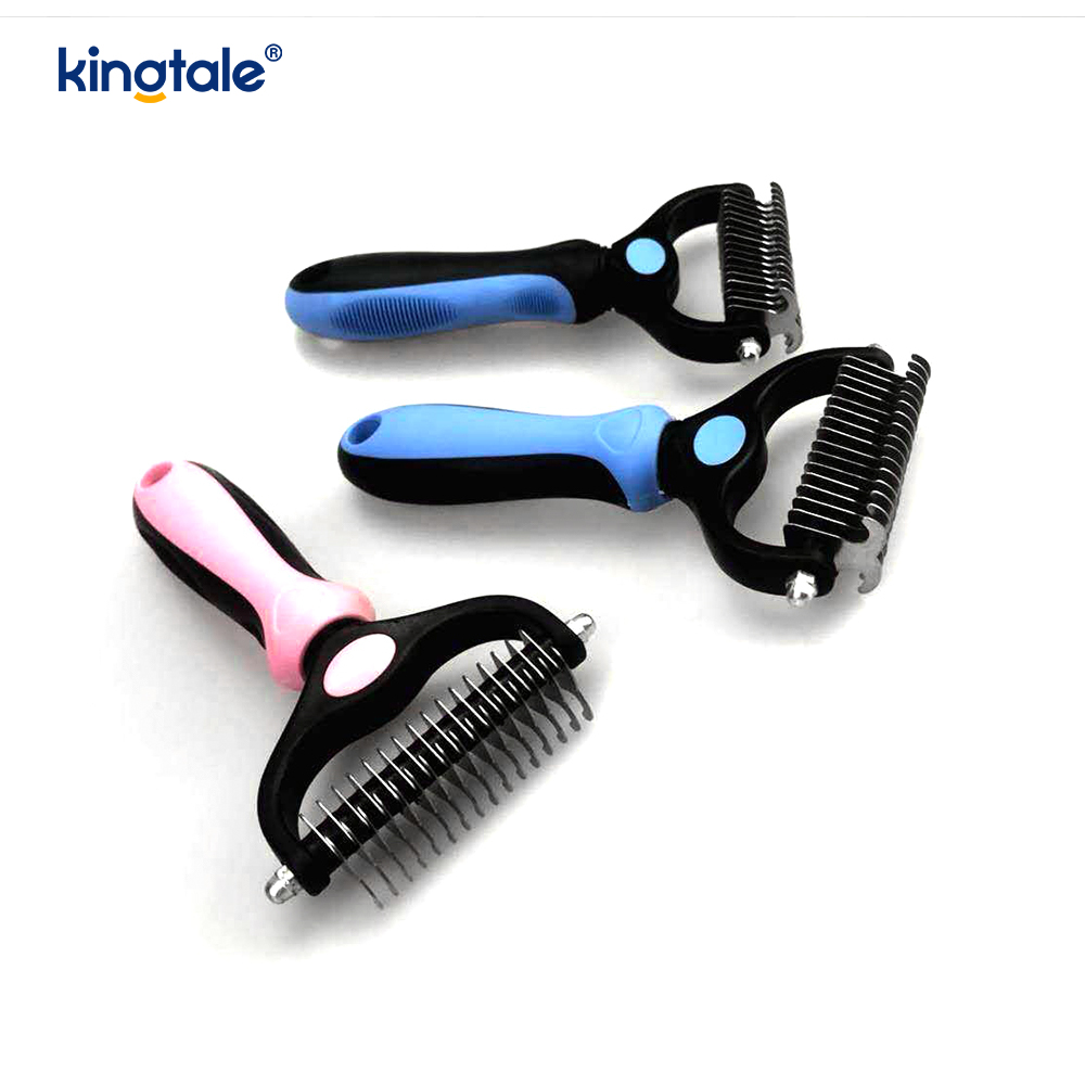 Pet Grooming Rake Double-Sided Deshedding Dematting Tool, Undercoat Rake For Dogs & Cats