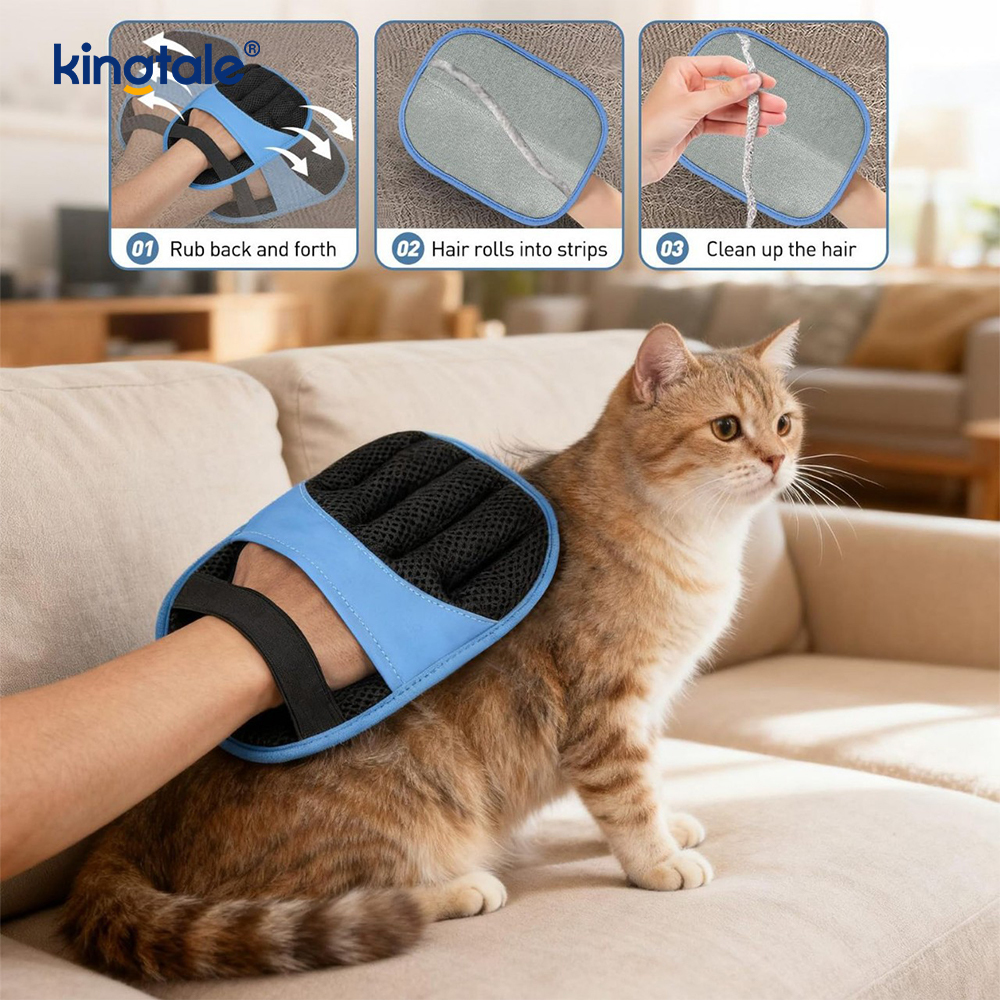 Pet Hair Removal Glove Magic Brush Electrostatic Mitt For Dogs & Cats