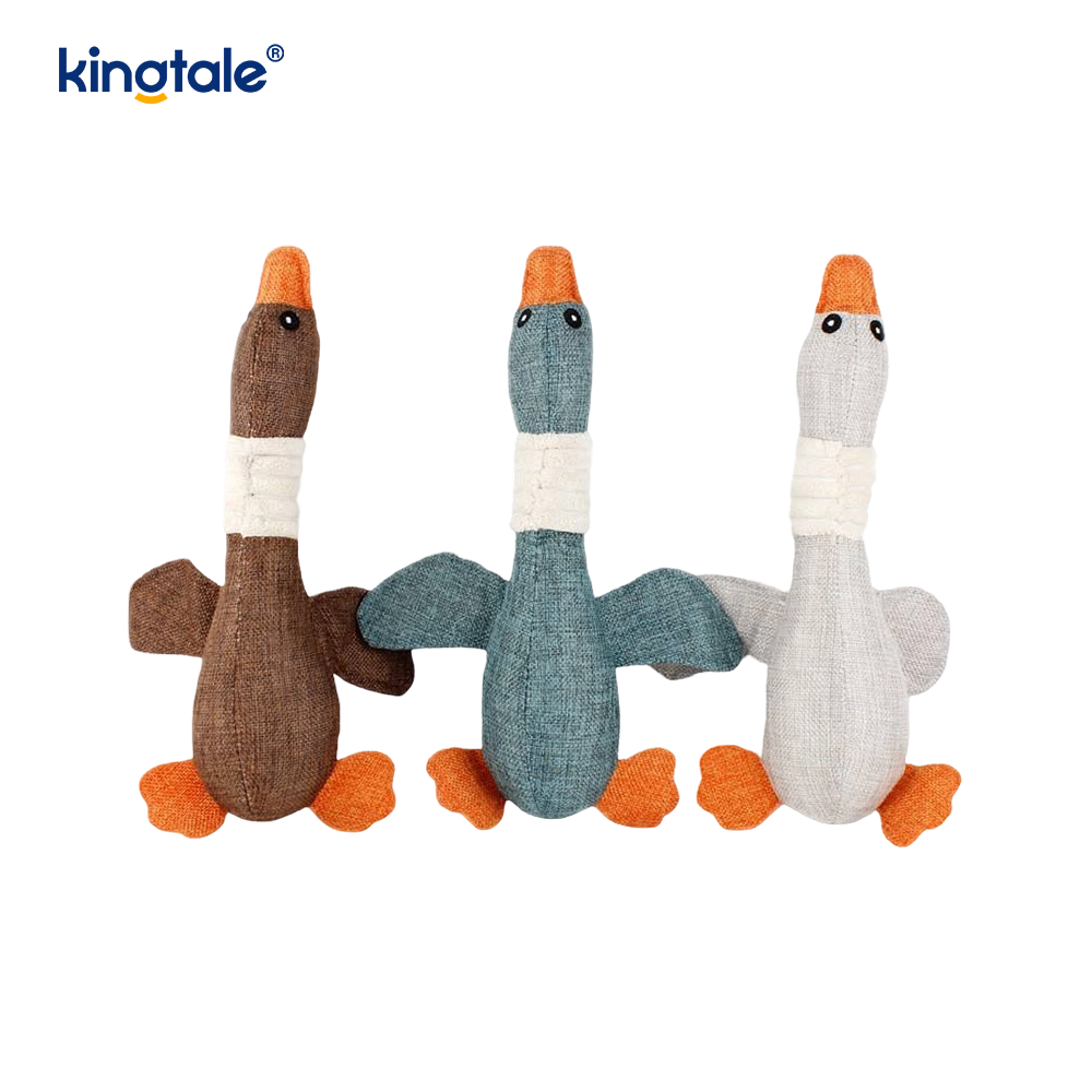 Pet Plush Squeaking Toy Goose Resistance to Bite for Cleaning Teeth