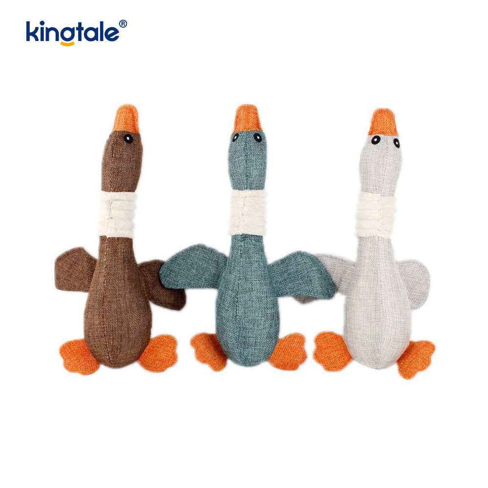 Pet Plush Squeaking Toy Goose Resistance to Bite for Cleaning Teeth