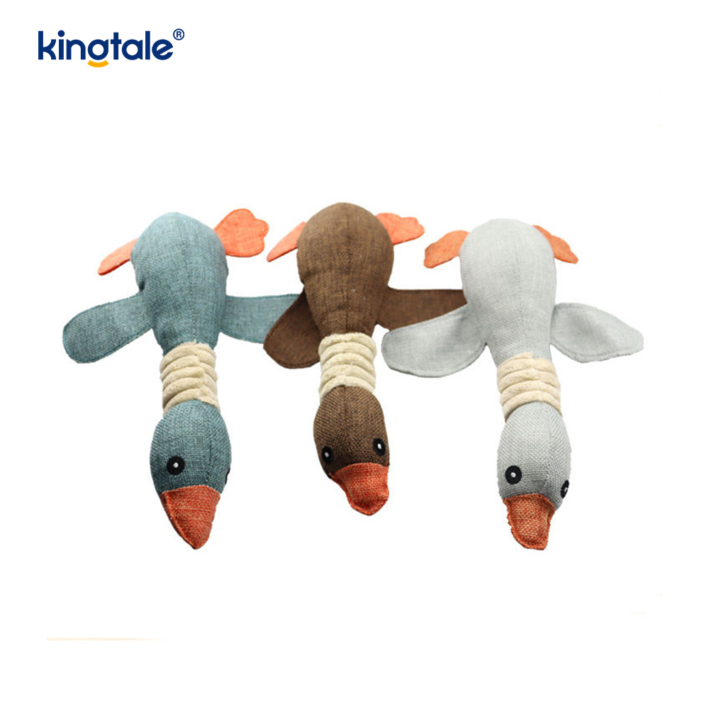 Pet Plush Squeaking Toy Goose Resistance to Bite for Cleaning Teeth
