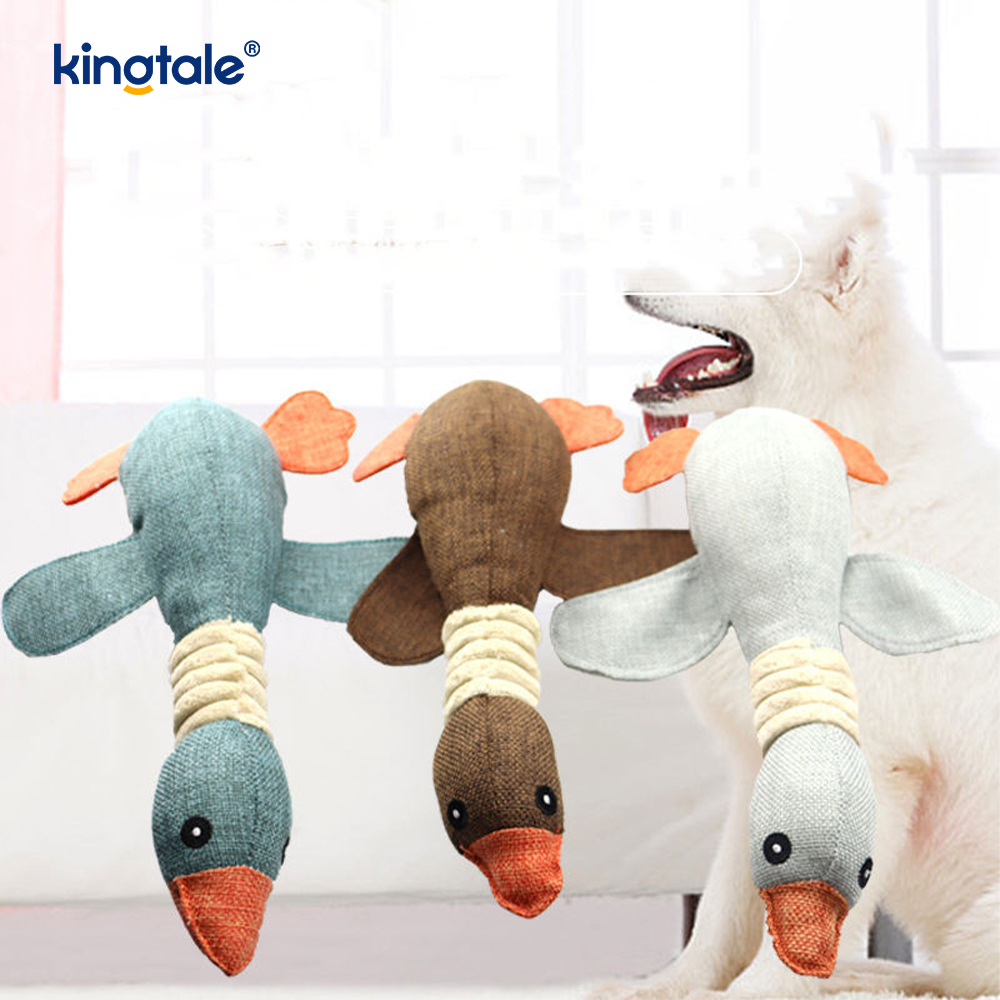 Pet Plush Squeaking Toy Goose Resistance to Bite for Cleaning Teeth