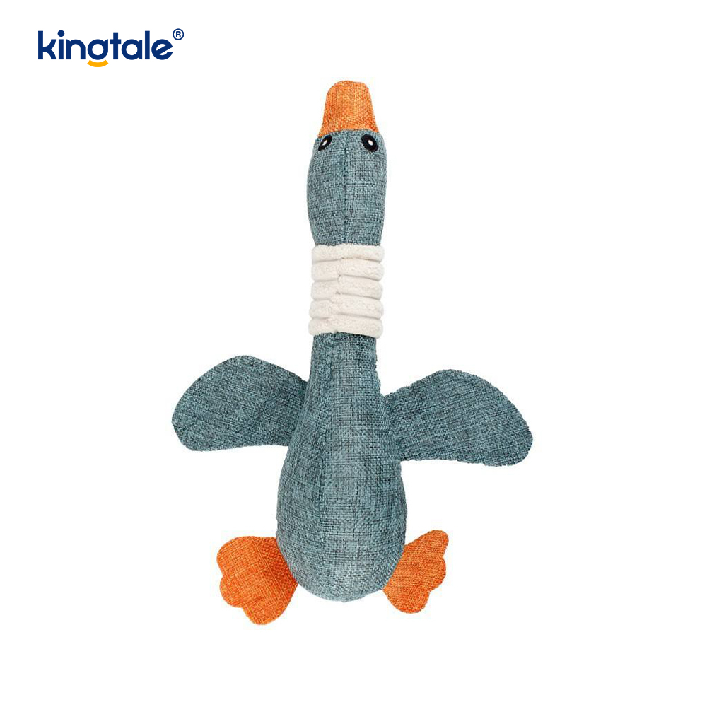 Pet Plush Squeaking Toy Goose Resistance to Bite for Cleaning Teeth