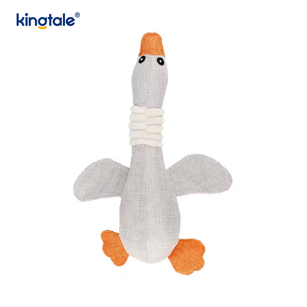 Pet Plush Squeaking Toy Goose Resistance to Bite for Cleaning Teeth