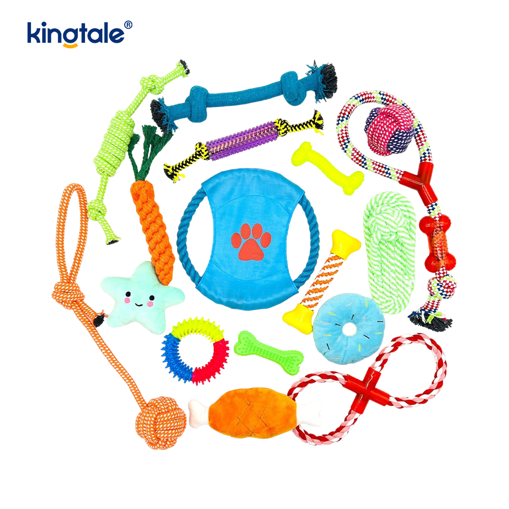 17pcs Pet Rope Toy Set For Teething And Fun Indoor And Outdoor
