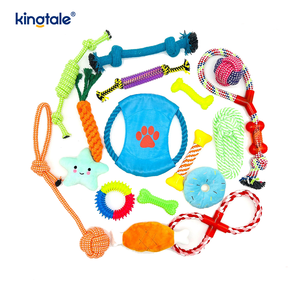17pcs Pet Rope Toy Set For Teething And Fun Indoor And Outdoor