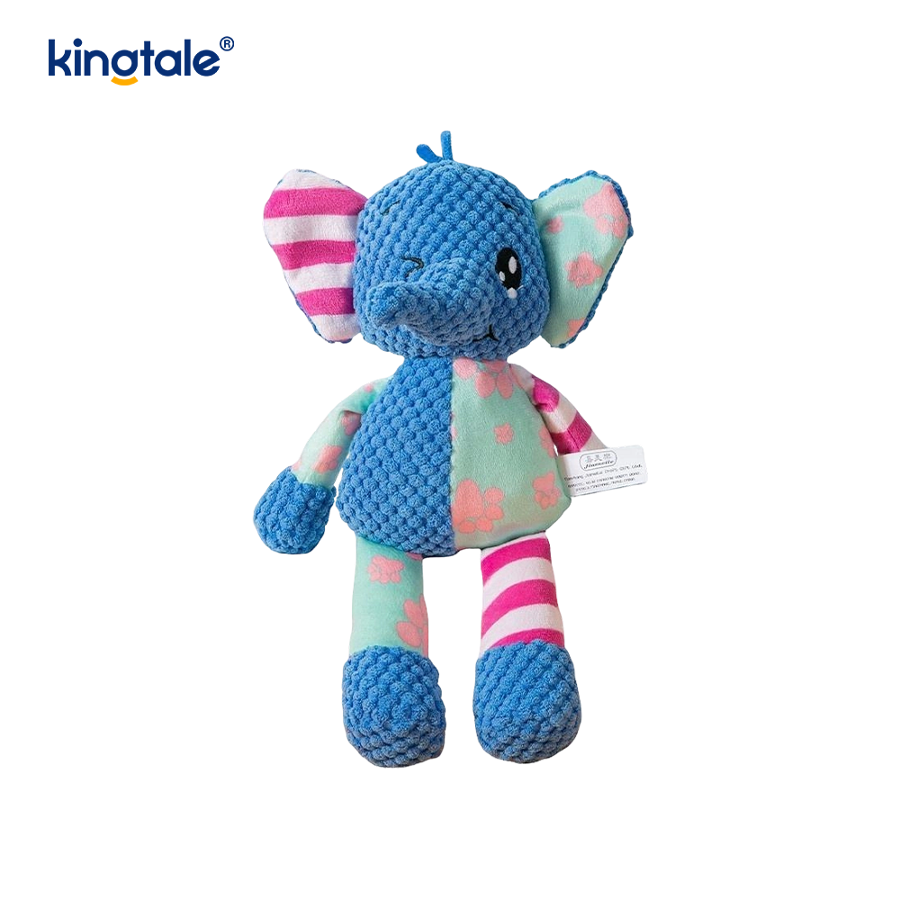 Blue Elephant Soft Plush Pet Toy With Machine Washable Blue Fabric