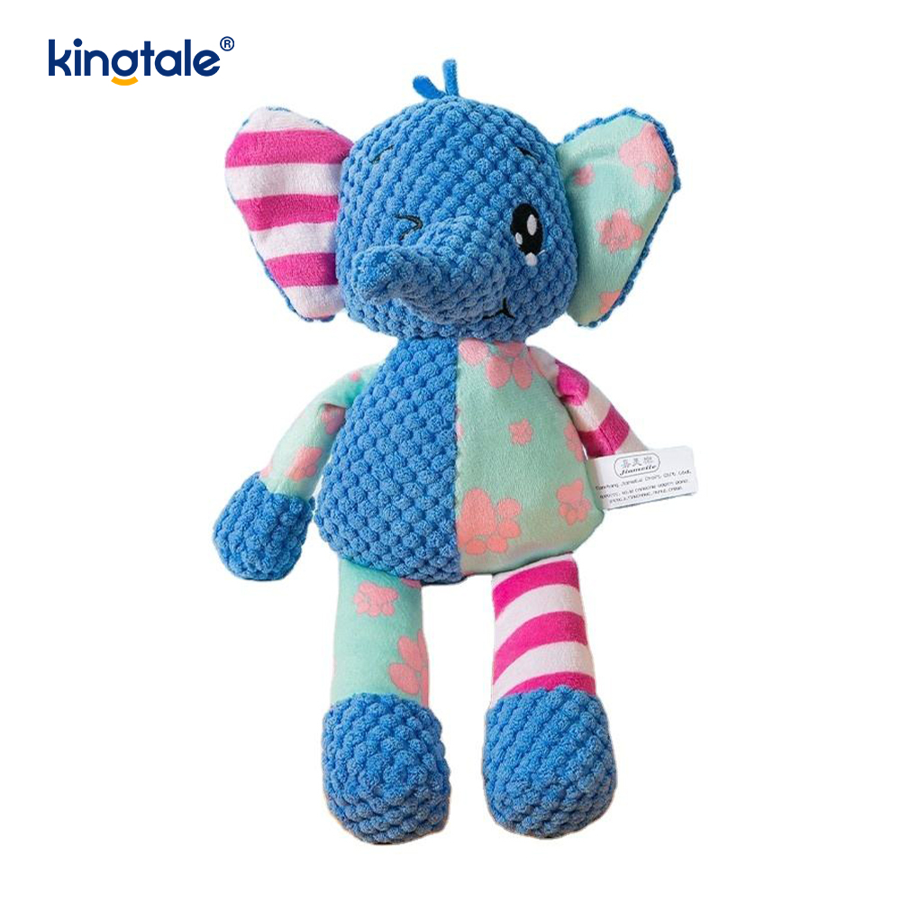 Blue Elephant Soft Plush Pet Toy With Machine Washable Blue Fabric