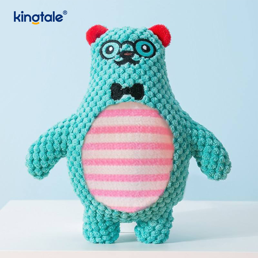 Blue Elephant Soft Plush Pet Toy With Machine Washable Blue Fabric