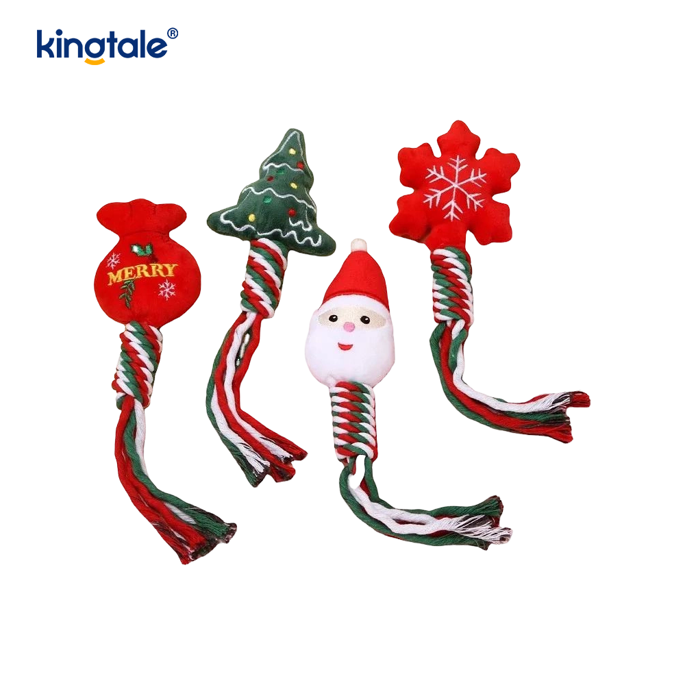 Pet Christmas Rope Plush Toys Puppy Chew Toy For Teething