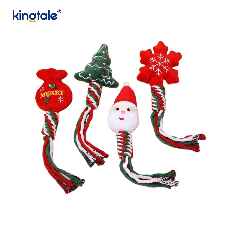Pet Christmas Rope Plush Toys Puppy Chew Toy For Teething