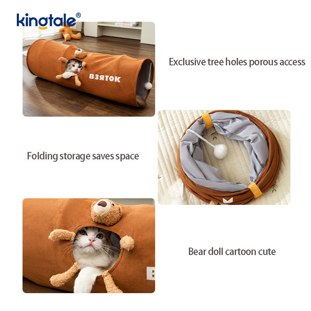 Collapsible Cat Toy Straight Cartoon Cat Tunnel Unny Interactive Cat Toy Gift For Cat