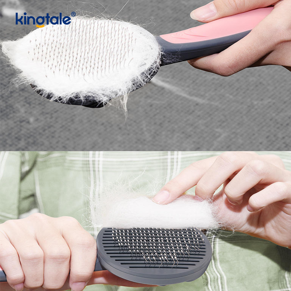 Self Cleaning Slicker Brush & Pet Grooming Rake & Flea Comb For Dogs