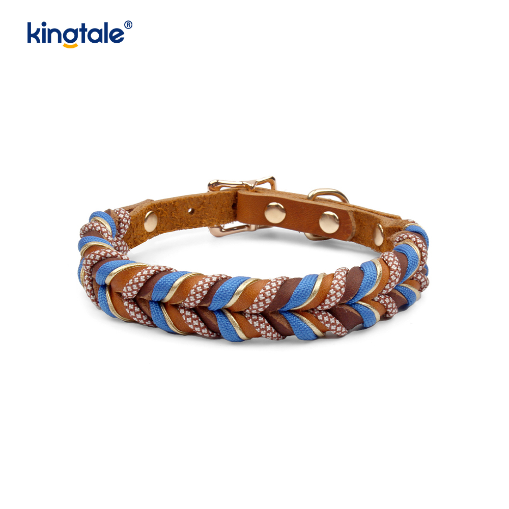 Genuine Leather Pet Collars & Leashes Dog Rope Collar & Leash Set