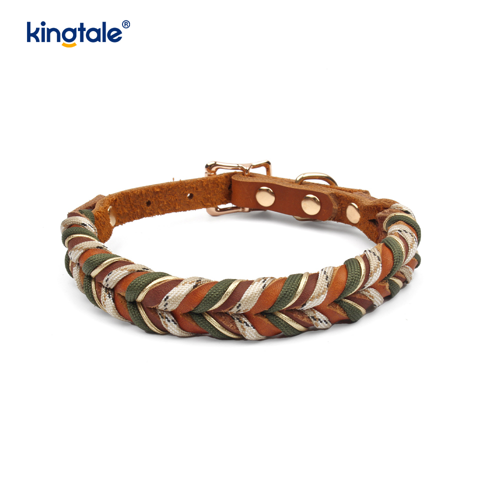 Genuine Leather Pet Collars & Leashes Dog Rope Collar & Leash Set