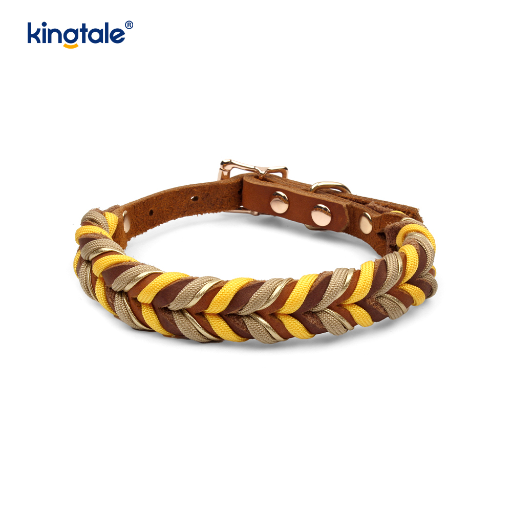 Genuine Leather Pet Collars & Leashes Dog Rope Collar & Leash Set