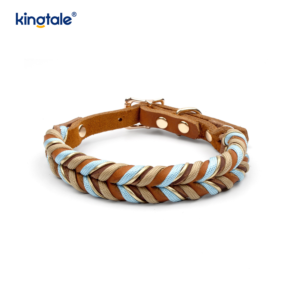 Genuine Leather Pet Collars & Leashes Dog Rope Collar & Leash Set