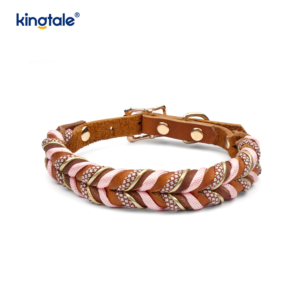 Genuine Leather Pet Collars & Leashes Dog Rope Collar & Leash Set