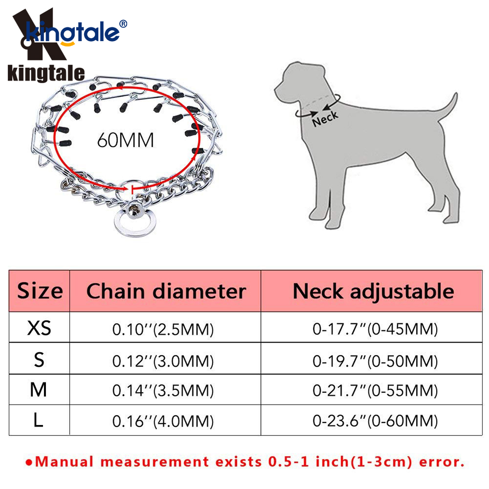 Pet Pinch Choke Collars Carbon Steel Metal Prong Dog Training Collar 