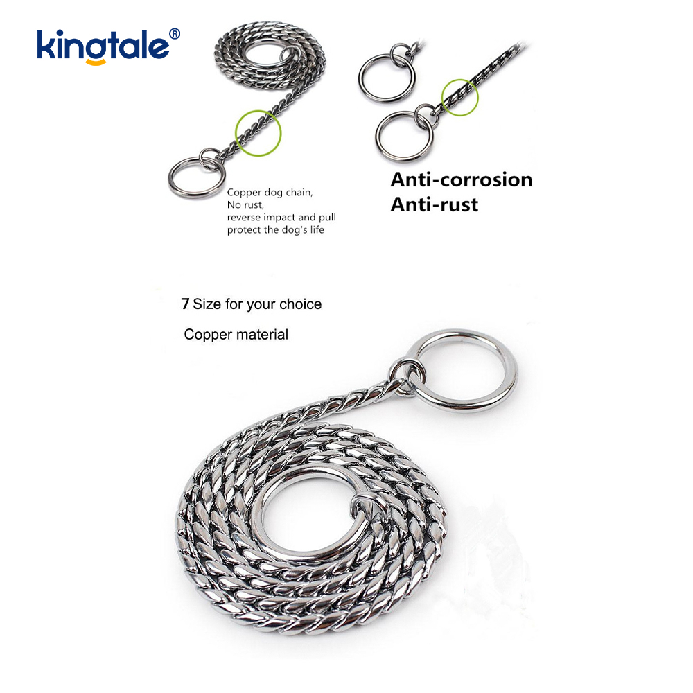 Pure Copper Metal Snake Dog Chain Collar For Small & Medium Dogs