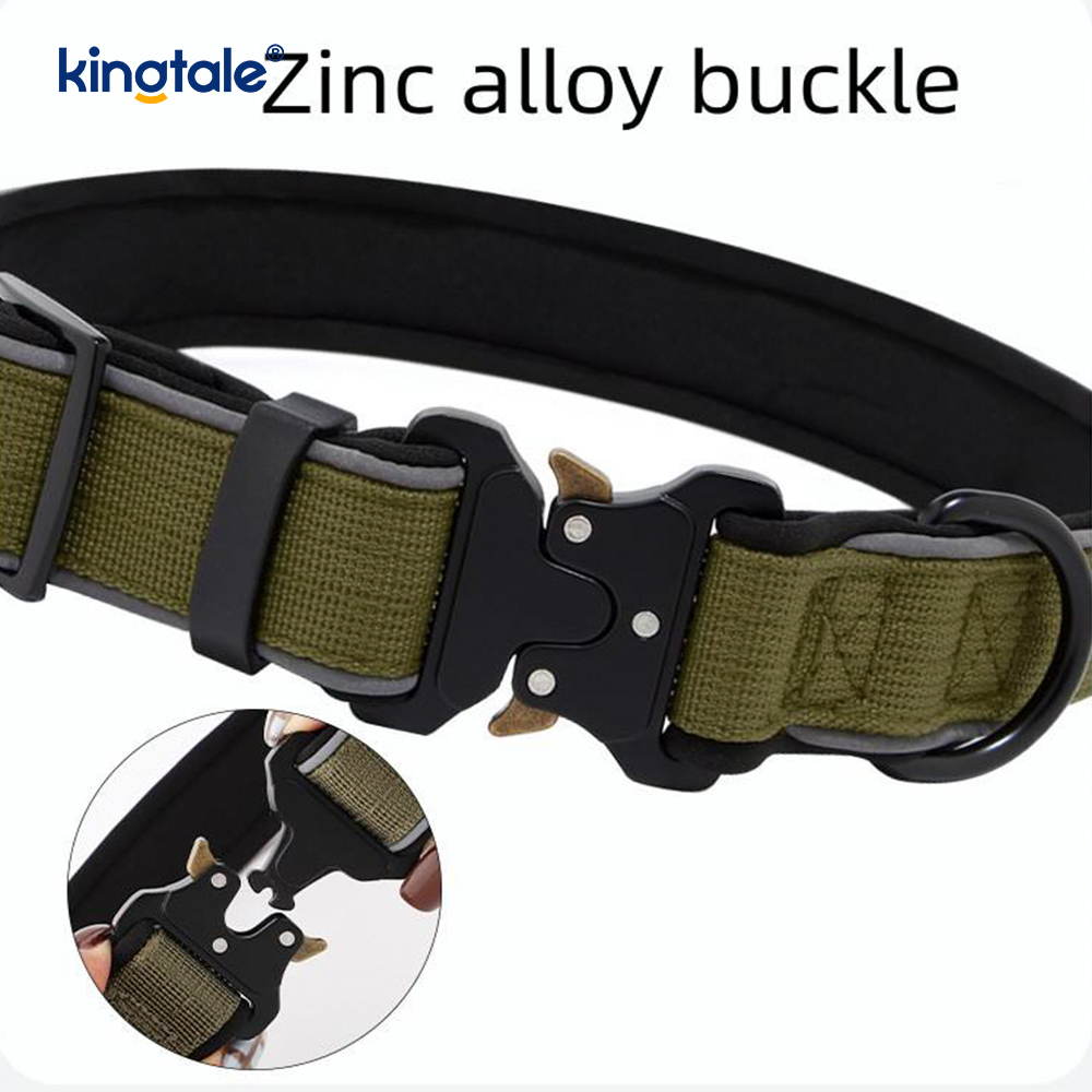 Heavy Adjustable Reflective Tactical Dog Collar Buckle For M L Dogs