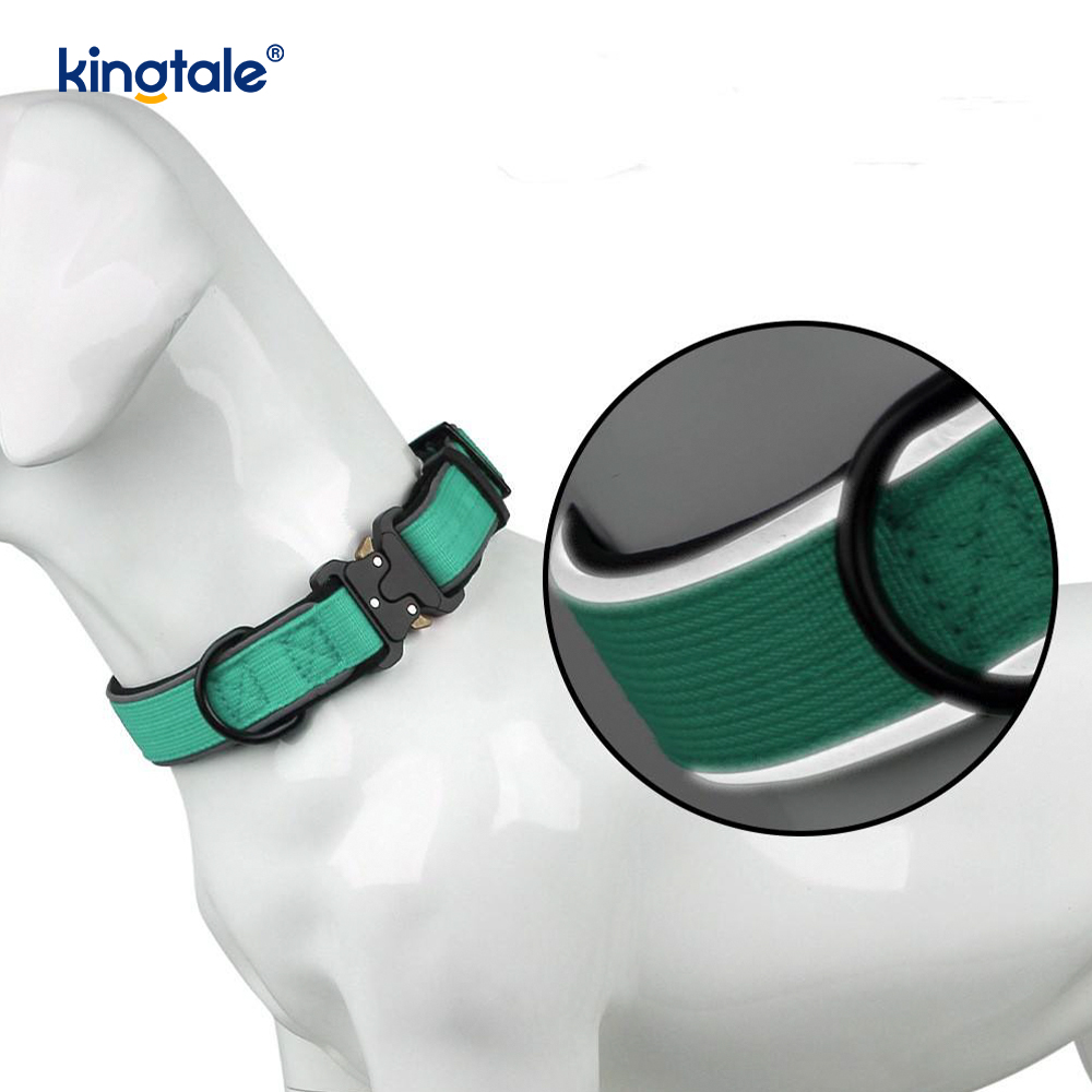 Heavy Adjustable Reflective Tactical Dog Collar Buckle For M L Dogs
