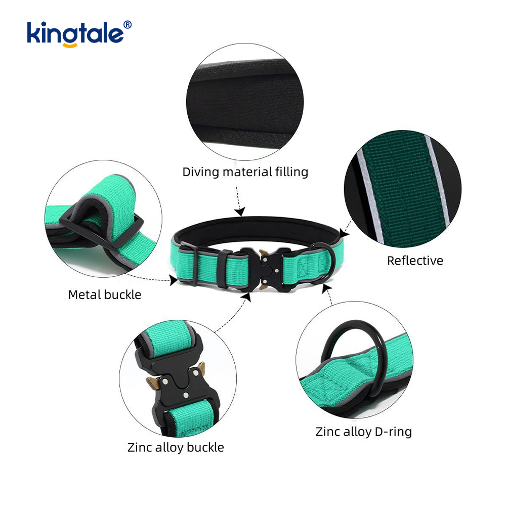 Heavy Adjustable Reflective Tactical Dog Collar Buckle For M L Dogs