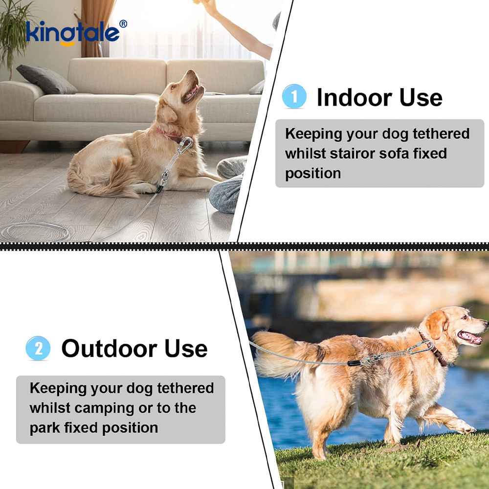 Reflective Spring Plastic Covered Dog Training Leash Dog Tie Out Cable