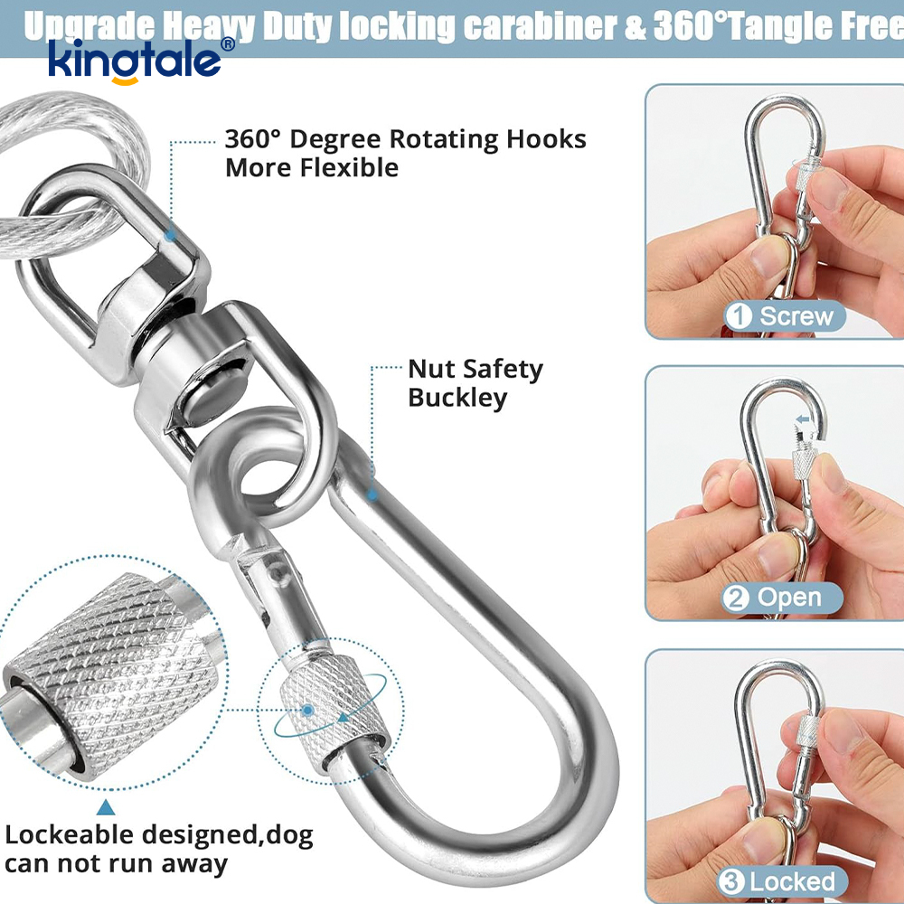 Reflective Spring Plastic Covered Dog Training Leash Dog Tie Out Cable