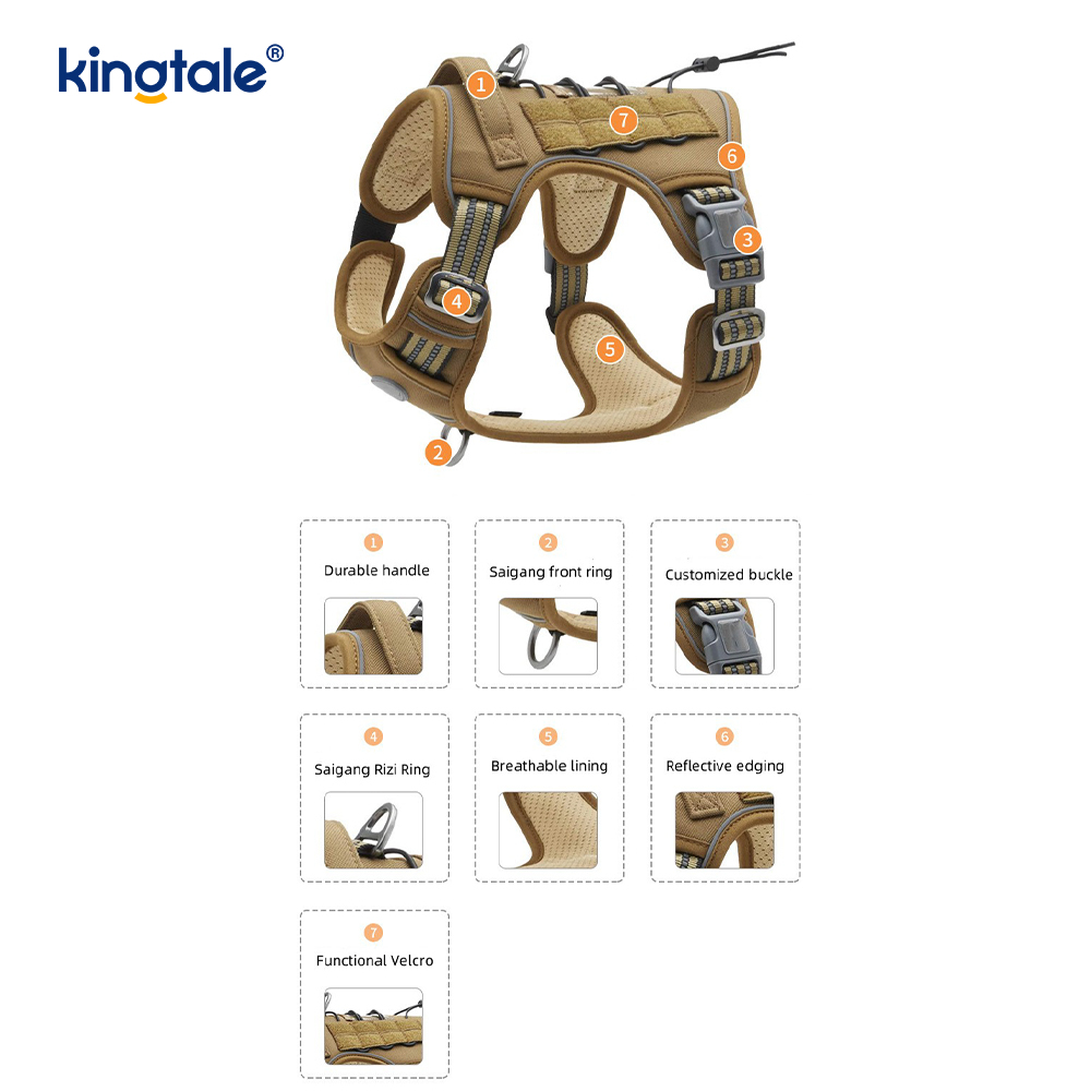 Solid No Pull Nylon Heavy Duty Dog Belt Vest Training Harnesses Chest