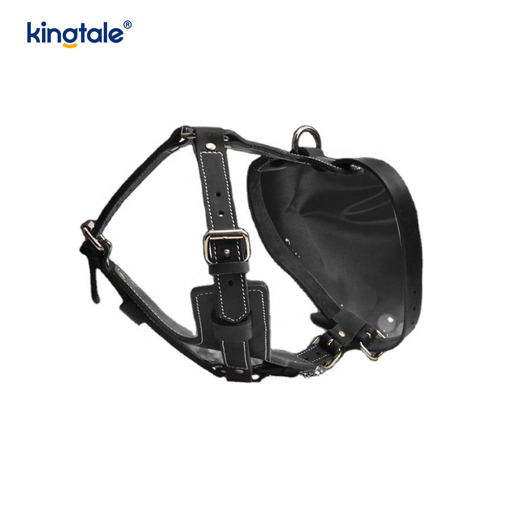 Leather Black Cowhide Widening and Thickening Dog Leather Harness  
