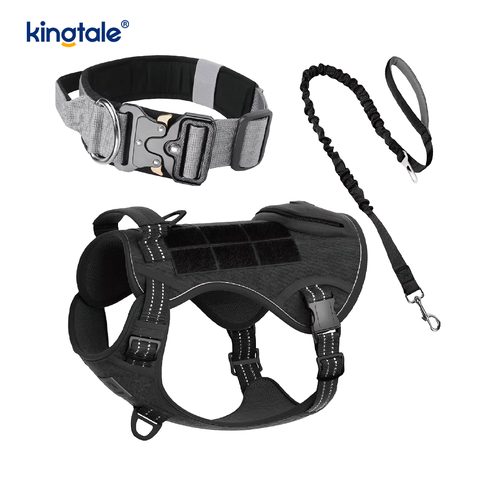 Heavy Duty Tactical Dog Collar Leash Harness Set For Large Dogs
