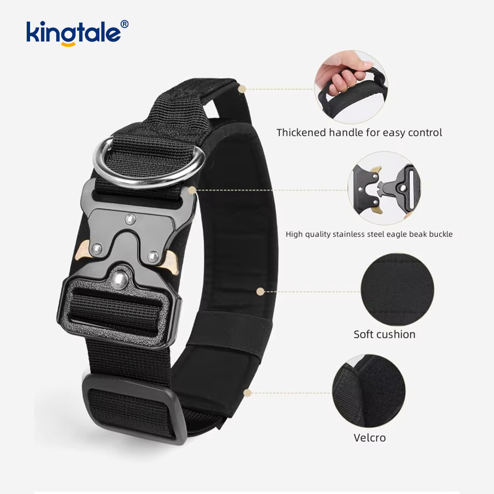 Heavy Duty Tactical Dog Collar Leash Harness Set For Large Dogs