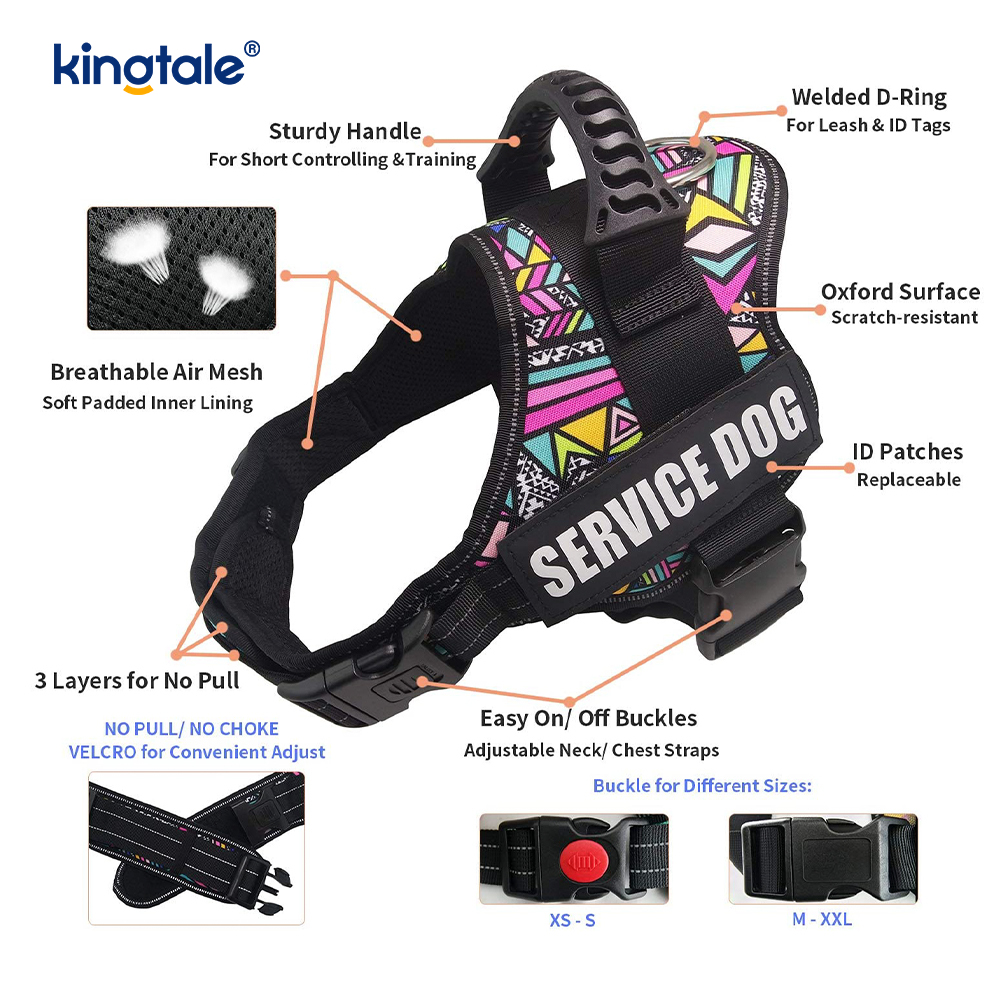 No Pull Reflective Designer Dog Harness Solid Nylon Rope Dog Leash 