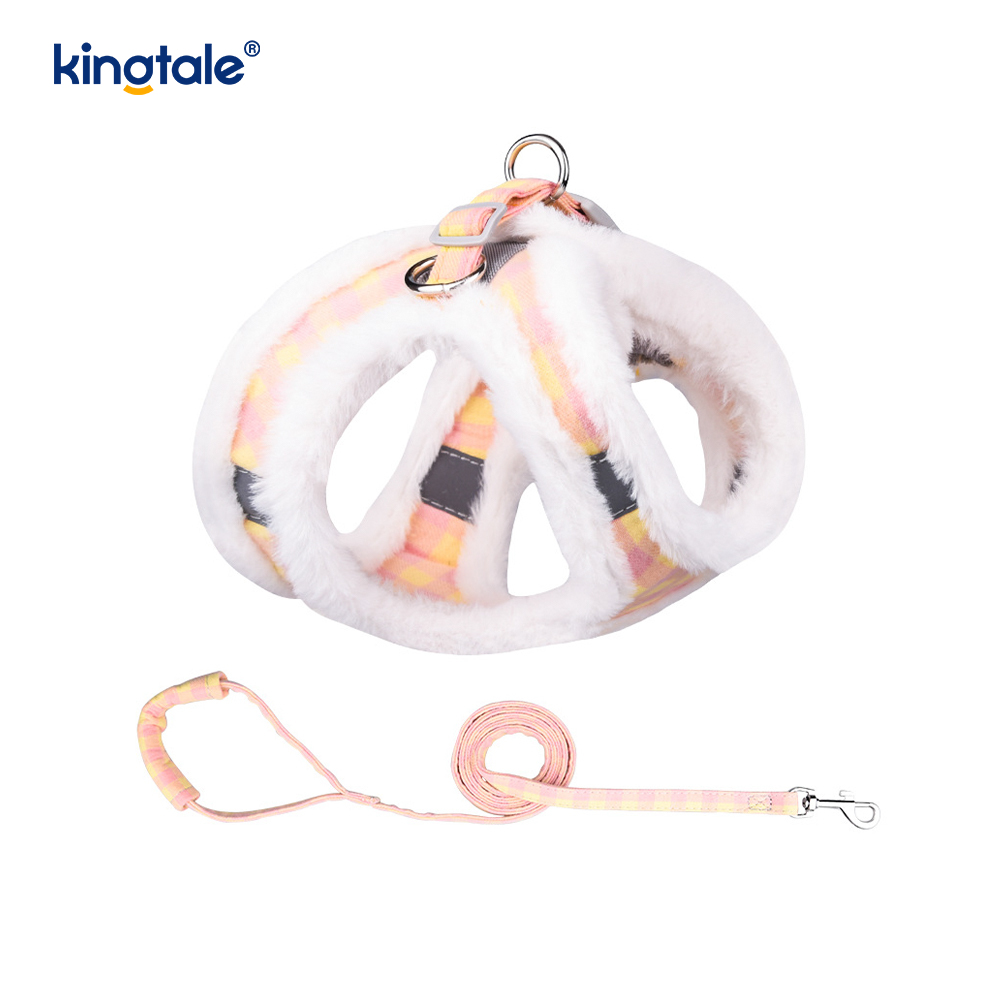 Plush Pet Dog Harness Leash Set Autumn Walking Dogs Harness Vest