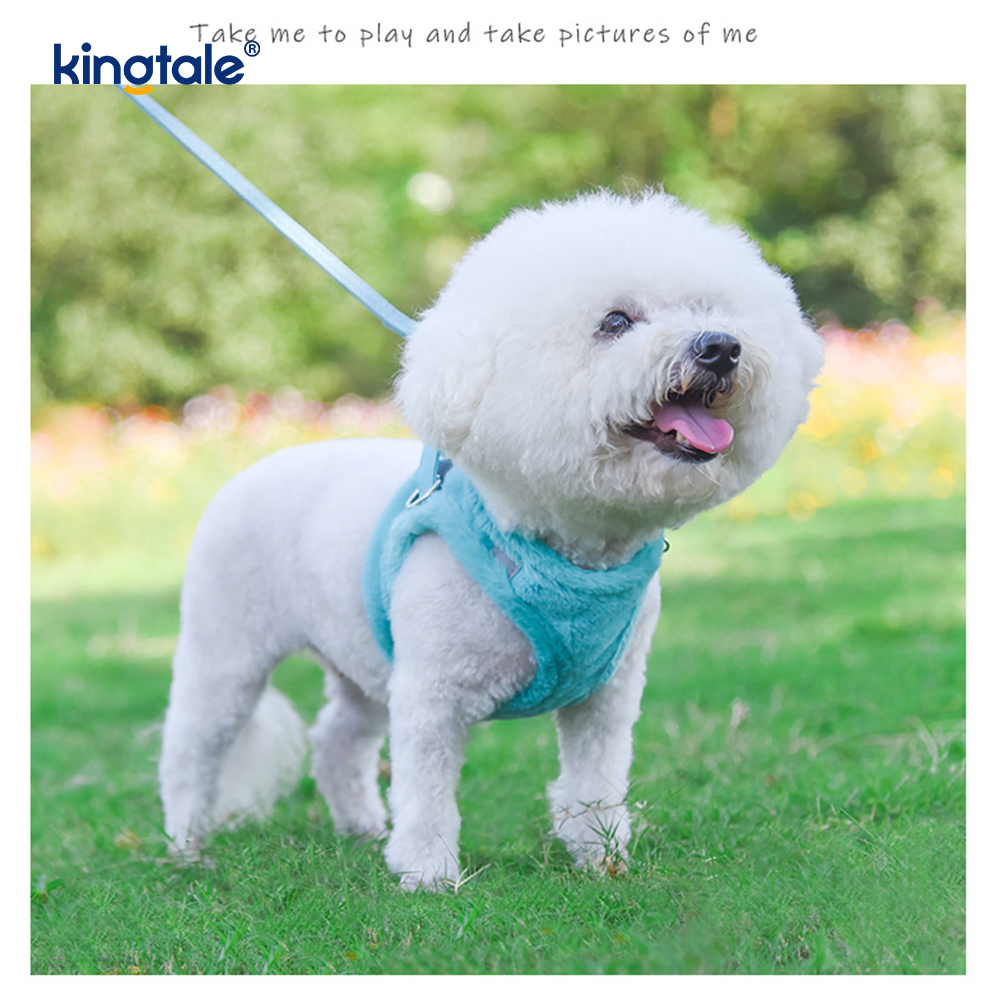 Plush Pet Dog Harness Leash Set Autumn Walking Dogs Harness Vest