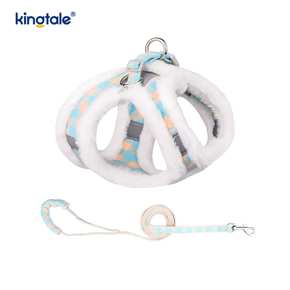 Plush Pet Dog Harness Leash Set Autumn Walking Dogs Harness Vest