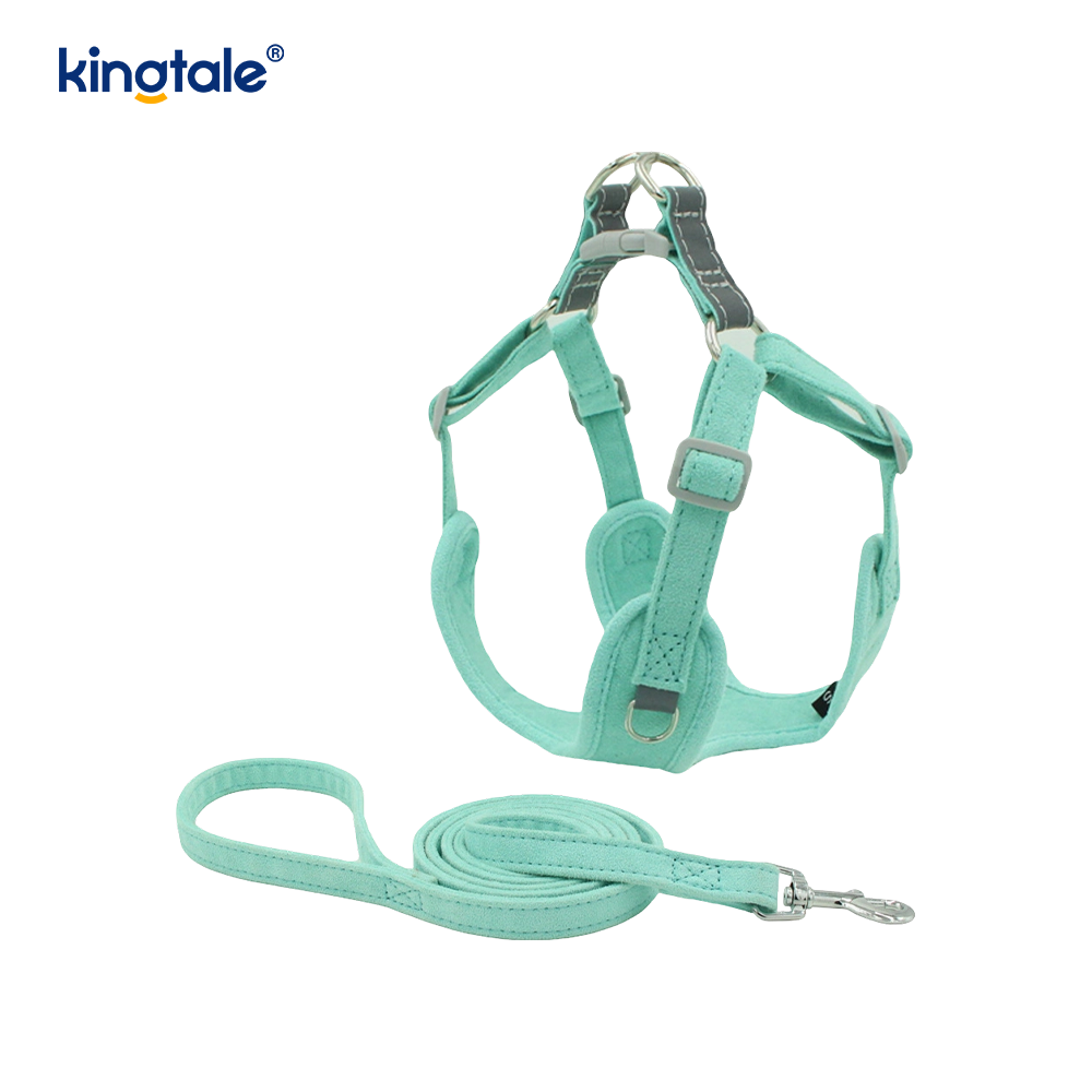 Leather Adjustable Small Pet Dog Cat Bling Rhinestone Harness & Leash Set 