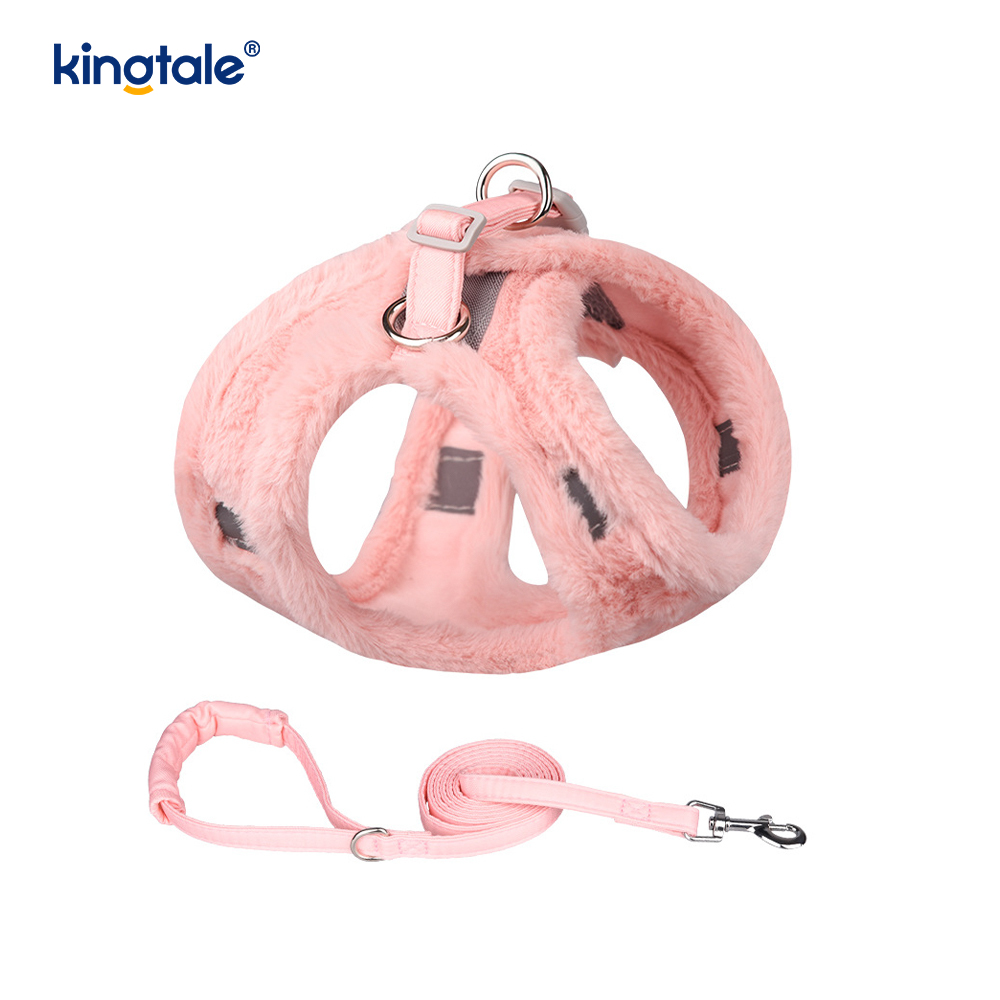 Plush Pet Dog Harness Leash Set Autumn Walking Dogs Harness Vest
