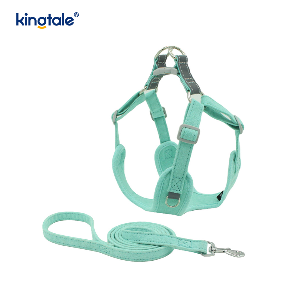 Leather Adjustable Small Pet Dog Cat Bling Rhinestone Harness & Leash Set 