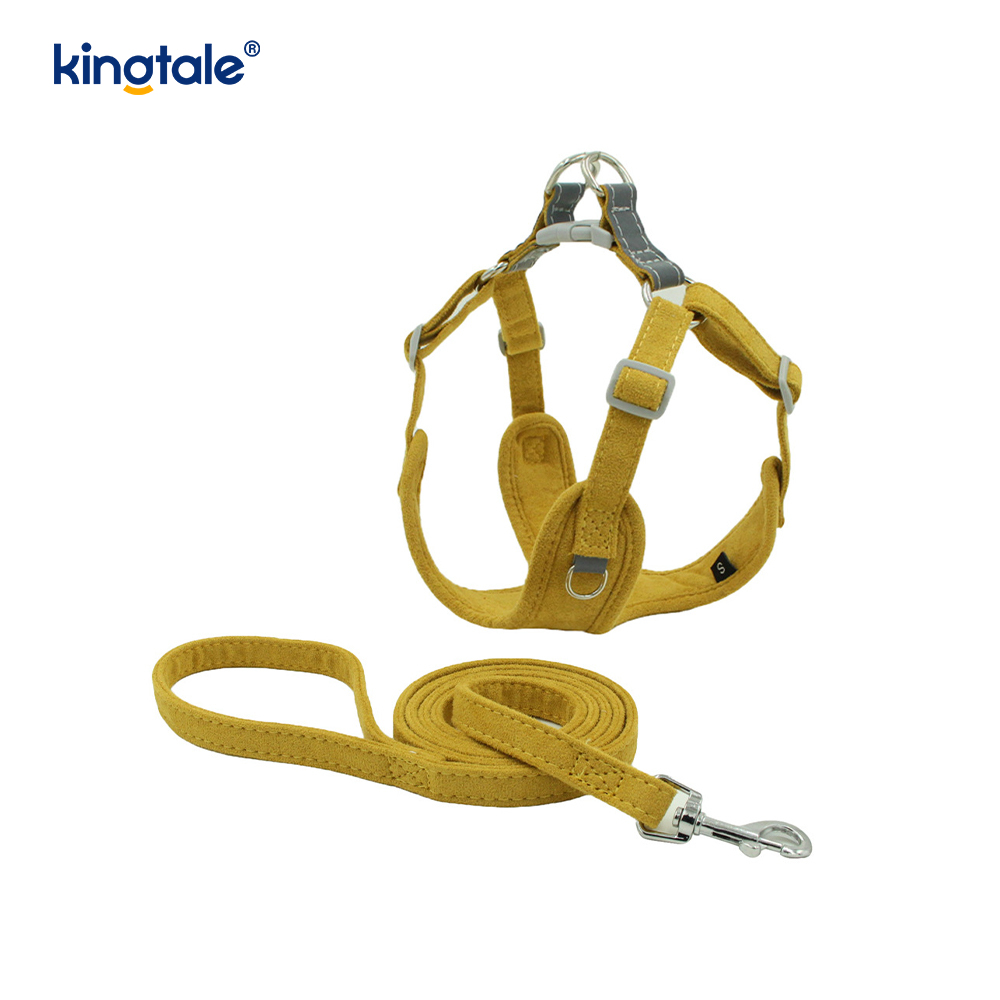 Leather Adjustable Small Pet Dog Cat Bling Rhinestone Harness & Leash Set 