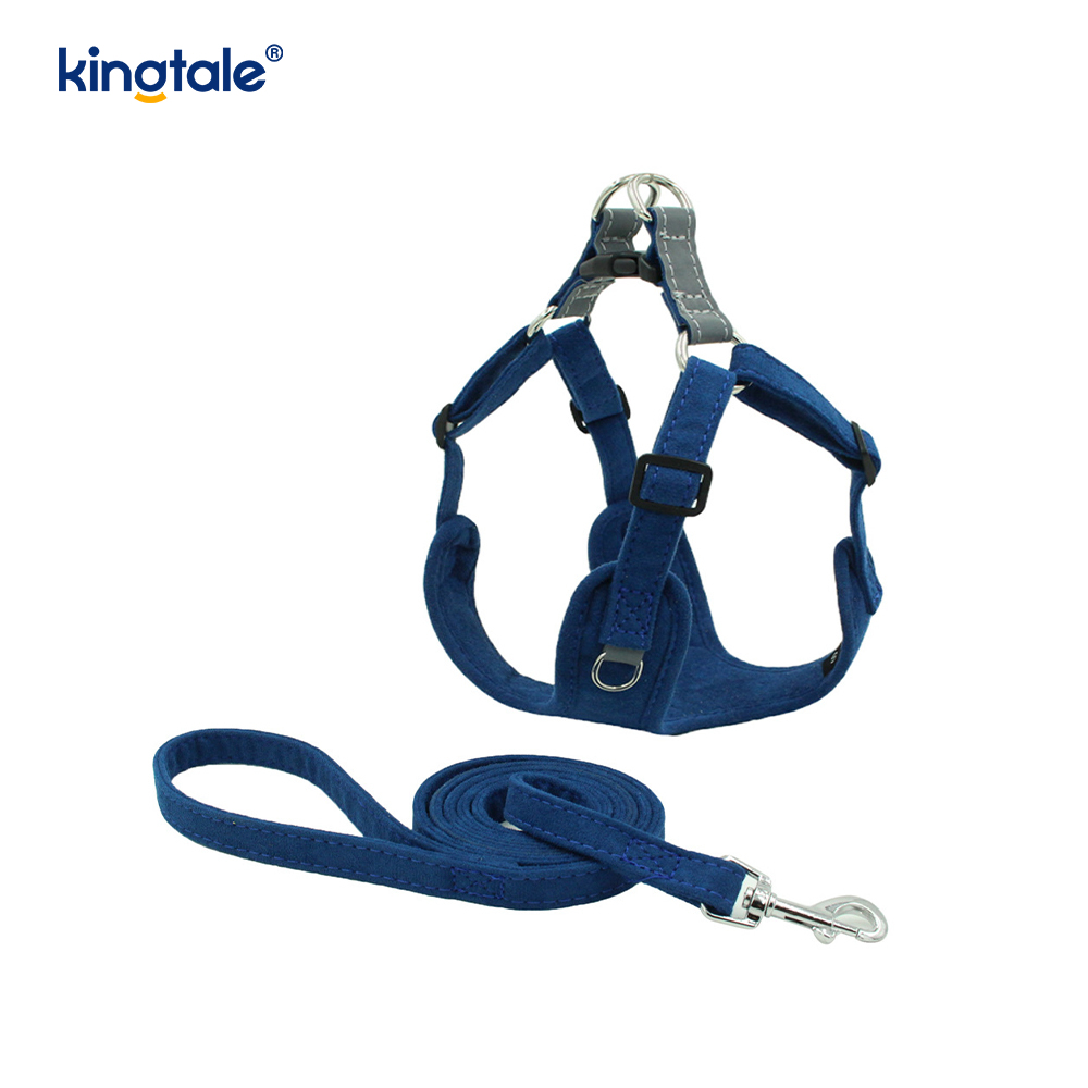 Leather Adjustable Small Pet Dog Cat Bling Rhinestone Harness & Leash Set 