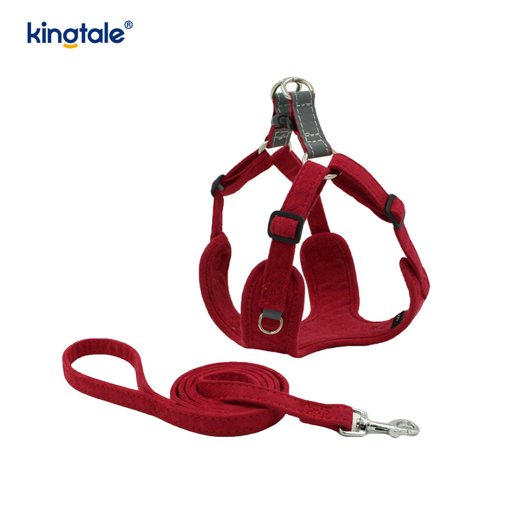 Leather Adjustable Small Pet Dog Cat Bling Rhinestone Harness & Leash Set 